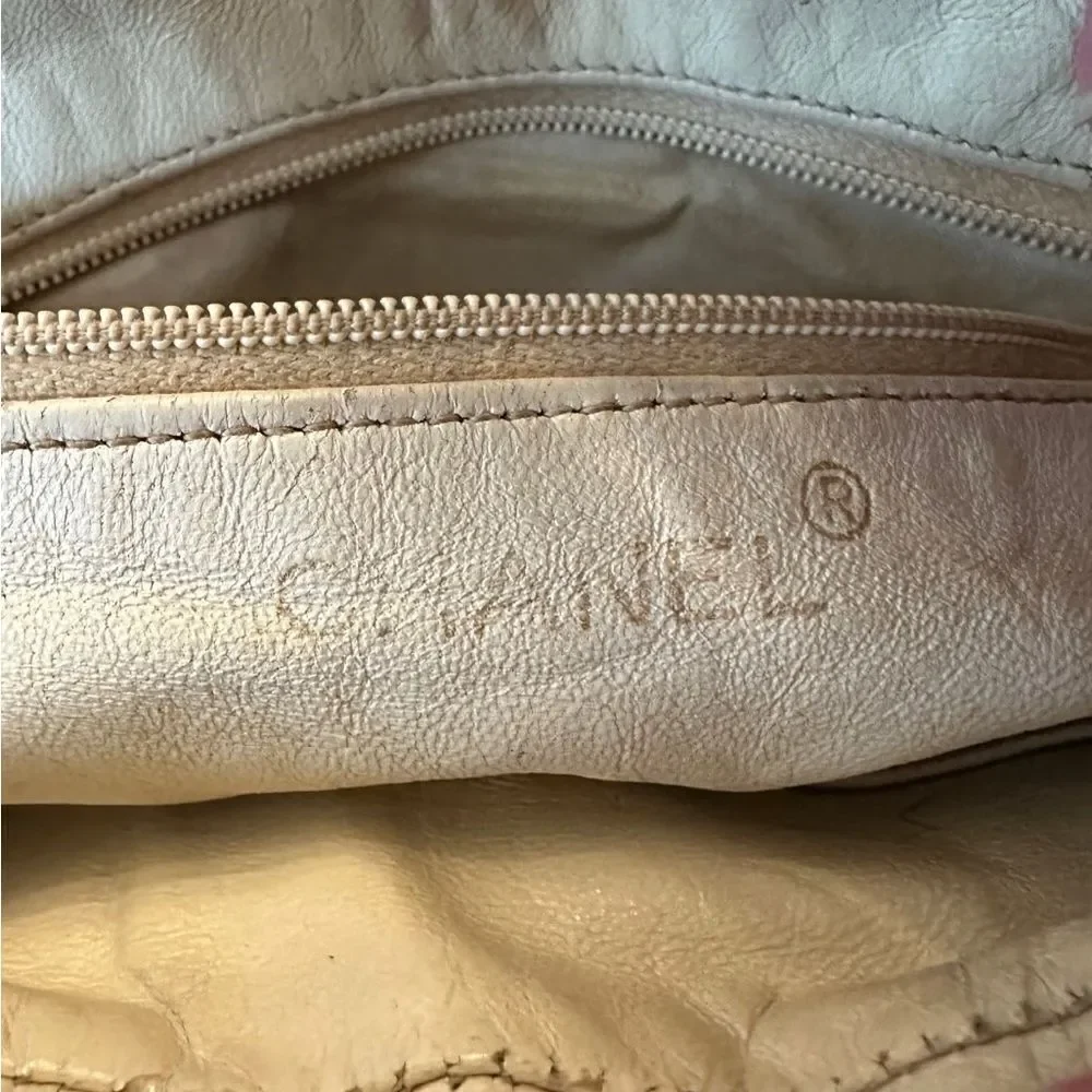 Chanel beige quilted gold tone leather crossbody bag